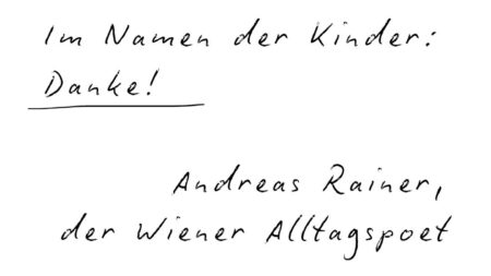 Kinderarmutskampagne-Wiener Alltagspoet-Danke handschriftlich