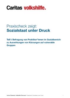 Ergebnisse einer österreichweiten Umfrage von Caritas und Volkshilfe unter 590 Fachkräften zu den Auswirkungen von Kürzungen im Sozialbereich auf vulnerable Gruppen.