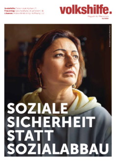 Cover des Volkshilfe Magazins 1/26 mit dem Titel „Soziale Sicherheit statt Sozialabbau“. Klick zum PDF.