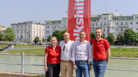 Karin Mödlhammer, Siegi Pichler, Peter Eder und Bernhard Behr bei der Tour de Chance 2025 in Salzburg.